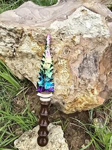 Cuchillo de Cristal Aura Tallado con Piedras Preciosas, Mango de Madera, Estilo Mascota, Decoración Metafísica para Altar, Calidad Premium, Portátil - Product Image 4