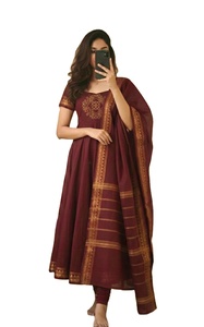 Styles 2 Color Pure Cotton Fabric O Neck Style Huge Flair Pattern Anarkali Dress / Salwar Kameez / <b>Kurti</b> At Reasonable Price - Product Image 1