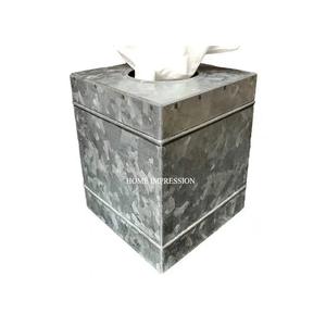 Caja de almacenamiento de pañuelos de Metal con textura de forma cuadrada personalizada, Decoración de mesa para el hogar moderno y la cafetería a precios razonables de la India - Product Image 1