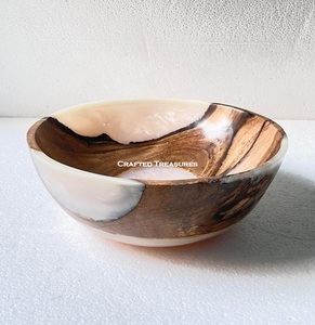 Cuenco de madera y resina pulido alto hecho a mano de alta calidad para cuenco y utensilios de cocina de alta calidad y uso para servir fideos de sopa de madera - Product Image 1