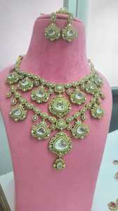 Designer Bridal Necklace <b>Set</b> With Maang Tikka Beautiful <b>Colours</b> Available Luxury Premium Quality Ideal For Weddings, Party Wear - Product Image 3