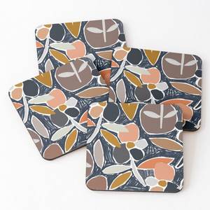 2252 Mango Wood/Acacia Wood Over Printed Tea Serving <b>Coasters</b> 4 Pieces <b>Set</b> - Product Image 2