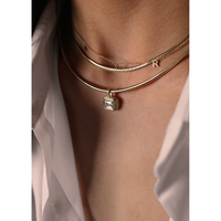 Collier unisexe tendance en alliage de zinc plaqué or massif 14 carats, épaisseur 2,5 mm, longueur 16,18 cm, poids 17,4 g, maillons courbés en forme de cœur