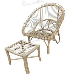 Sillas de ratán beige para jardín al aire libre y mesa de centro Muebles de restaurante Silla de restaurante hecha a mano con taburete - Product Image 4