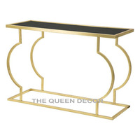 Table console en métal aluminium unique ovale dorée finition antique Vente chaude Meubles de maison Table console