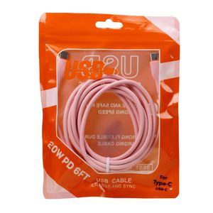 Mejor cable USB C de 6 pies y 20W con carga rápida PD para dispositivos tipo C, teléfono, portátil, sincronización y carga, color rosa, con revestimiento duradero de TPE. - Product Image 1