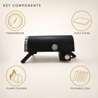 Four à pizza au propane portable de 12 pouces O-12G-B, four à pizza pour le camping en plein air, vente en gros