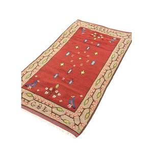พรมขนสัตว์ทำมือขนาดใหญ่ Nayaab รูปทรงสี่เหลี่ยมผืนผ้า 9x12 ฟุต ลายเรขาคณิตสีแดงส้มคลาสสิก ทอแบบเรียบ สำหรับทางเข้าบ้าน-Paem-954 - Product Image 2