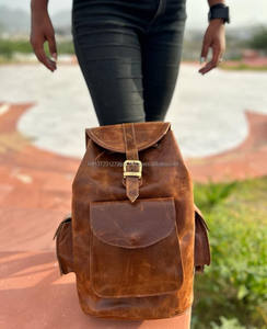 ใหม่ทําด้วยมือของแท้Crunchกระเป๋าเป้สะพายหลังหนังสไตล์วินเทจUnisexหลายใช้กระเป๋าเป้สะพายหลังRucksackกระเป๋าเป้สะพายหลังสําหรับผู้ชายและผู้หญิง - Product Image 3