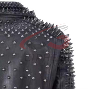 Chaqueta de motorista de cuero con tachuelas de Spike estilo Punk para hombre, ropa informal de invierno, chaquetas de cuero Punk teñidas lisas para hombre - Product Image 5