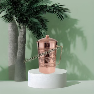 Gran oferta de alta calidad, de cobre puro jarra de agua, jarra de cobre de diseño grabado con tapa para servir agua, Hotel y restaurante - Product Image 2