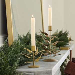 Portavelas Cónico de Hierro con Diseño Botánico Dorado, Decoración de Mesa Hecha a Mano, Ecológica, Moderna, Decoración Navideña Festiva para el Hogar - Product Image 5