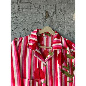 Nieuwkomer Puur Katoenen Slaapkleding Nachtkleding Handblock Bedrukt Alle Maten Vrouw Sexy Korte En Lange Pyjama 'S Set - Product Image 4