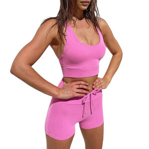 High Quality Custom Sports Bra And <b>Shorts</b> Set For Gym Fitness Yoga Wear Wholesale Customized Color Size Gym Fitness Sets - Product Image 6