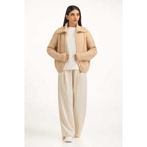 Suéter de punto largo informal para mujer, estilo vintage, antipilling, 380g, con logo frontal, esencial para la temporada de invierno y otoño. - Product Image 5