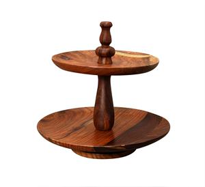 Natural Wood Color & Brown 2 Tier Wooden Round Cake Stand Flower Romantic Handmade Customized Items - Product Image 5