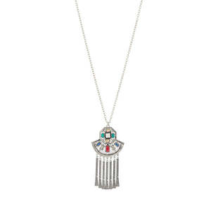 Collar Urthn Boho, cadena Colgante de Piedra de resina con acabado en rodio 1111424B, accesorio de moda elegante - Product Image 1