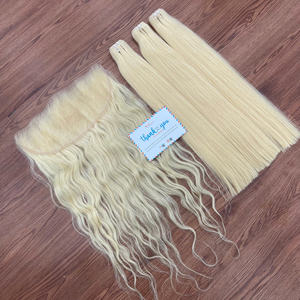 Haute qualité 100% Double dessiné vietnamien vierge Remy Extension de cheveux vague naturelle Machine Double trame couleur blonde - Product Image 1