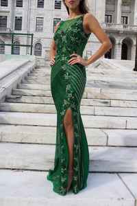 Vestido de noche elegante de longitud completa para mujer, malla polivinílica transpirable, característica antiestática, perlas bordadas, abalorios para cóctel - Product Image 5