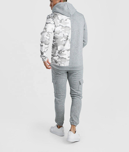 ชุดวอร์มผ้าปะสีทึบสำหรับบุรุษกางเกงคาร์โก้มีฮู้ดชุดสองชิ้นชุดกีฬาแบบลำลองแฟชั่นเสื้อผ้า100% ผ้าฝ้าย - Product Image 4