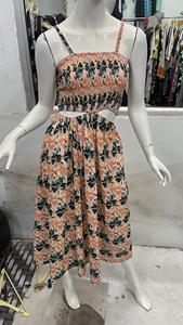 Belles robes Maxi 100% coton Style décontracté avec méthode de tissage tissé à la taille naturelle Poches à manches courtes lavables - Product Image 3