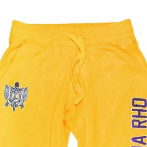 Sigma Gamma Rho SGRho Sequin Jogger Pantalon Or 100 Coton Brodé Crête Sequin Lettres Grecques Sororité Vie Grecque - Product Image 4