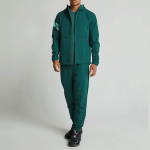 Nuevo Conjunto Deportivo Personalizado de Invierno, Dos Piezas, para Correr al Aire Libre, con Franjas Reflectantes, para Hombre, Chaqueta Cortavientos de Poliéster/Algodón - Product Image 2