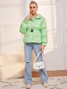 Women's Premium Quality Winter Warm Thick Puffer <b>Jacket</b> with Custom Logo Design New Style Breathable Woven Hooded 100% Polyester - Product Image 4