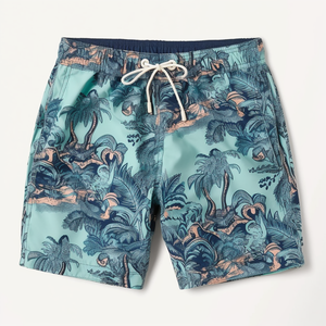 Short de plage de sport actif 2 en 1 pour homme Maillot de bain solide en coton Doublure de compression intérieure résistante à l'eau Activités de plein air - Product Image 3