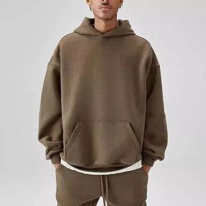 OEM personnalisé unisexe sweats à capuche sans poches double en ligne sweat à capuche femmes français éponge poids lourd hommes sweats à capuche surdimensionnés - Product Image 1