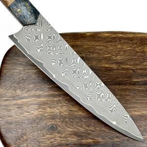 มีดเชฟสไตล์ญี่ปุ่นทำจากเหล็กดามัสกัสสีขาวไม้เงาสแตนเลส - Product Image 5