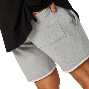 Short de jogging en mélange de coton et de polyester pour hommes, logo personnalisé, respirant, ourlet brut d'entraînement en polaire de gymnastique, avec ourlet solide, vente en gros - Product Image 3