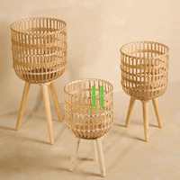 Pots de fleurs et jardinières en bambou tissé écologiques faits à la main, style ferme, couleurs variées pour la décoration de jardin, OEM personnalisé