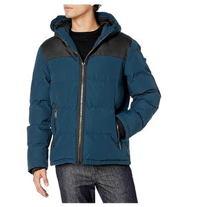 Blouson d'hiver matelassé pour homme, blouson matelassé brillant noir pour homme, blousons et manteaux à bulles personnalisés avec logo - Product Image 2