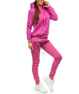 Conjunto de dos piezas de chándal con capucha para mujer, personalizado, informal, de color liso, cómodo, de algodón y forro polar técnico, con estampado personalizado y cordón ajustable, talla grande, 2026 - Product Image 2