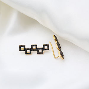 Boucles d'oreilles géométriques en Zircon noir, pour femmes, bijoux, artisanaux, nouveau Design, vente en gros, collection - Product Image 5