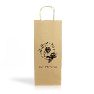 Wholesale Candle & Craft Gift Packaging Pouch Kraft Black Wine Paper Bag for Wine & <b>Food</b> Screen Printing shopping bag - Product Image 1