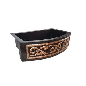 Personalizado hecho a mano solo cuenco frontal con desplazamiento de cobre cocina granja grifo directo fabricante proveedor para pedidos al por mayor - Product Image 1