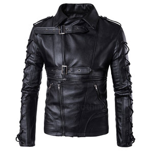 Veste en cuir de couleur unie pour hommes, veste de mode en cuir véritable au design personnalisé, personnalisée, vente en gros sur mesure - Product Image 2