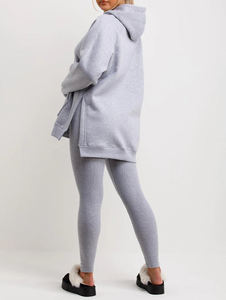 Conjunto de sudadera y mallas con capucha de gran tamaño para mujer, chándal de salón con capucha, ropa informal para mujer - Product Image 2