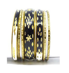 Brazalete Redondo de Latón Tradicional Artwork Maestro con Resina Artesanal, Chapado en Oro, Joyería Hecha a Mano para Mujer - Product Image 3