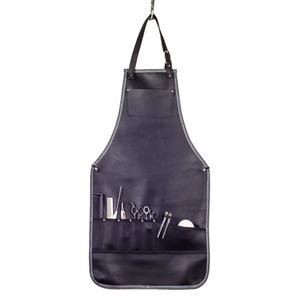 Delantal de Barbero OEM de Mezclilla con Correas de Cuero y Bolsillos, Delantal de Trabajo Ajustable para Peluquería y Barbería para Hombres y Mujeres - Product Image 1