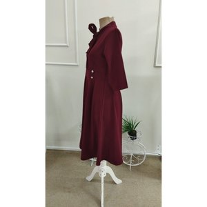 Women's Tuvakar Sleeveless, Neckline-<b>Tie</b> Buttoned Midi Imported Crepe Dress, 37616 - <b>Burgundy</b> - Product Image 5