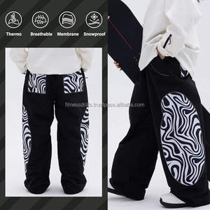 Pantalones de Snowboard holgados de nuevo estilo para hombre, a prueba de viento, impermeables, transpirables, ropa de trabajo de pierna ancha en colores sólidos, pantalones de esquí para mujer - Product Image 5