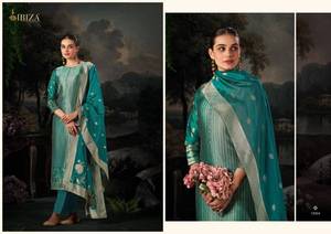 Colección al por mayor de Jacquard de seda artesanal Salwar Kameez para ropa de fiesta inspirada en la moda india y pakistaní - Product Image 4