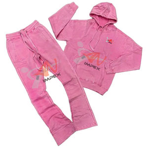 Ensemble survêtement personnalisé 400 Gsm avec jogging baggy délavé à l'acide et sweat à capuche, survêtement évasé pour hommes - Product Image 1