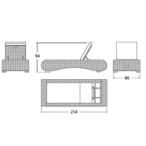Chaise longue de luxe du Venezuela avec cadre en aluminium gris et roues, nouveau mobilier d'extérieur pour la piscine ou la cour - Product Image 1