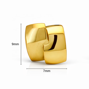 JJ BRAVO Boucles d'oreilles clous minimalistes en or jaune 14 carats pour femme, design carré, faites à la main, pour usage quotidien, polies - Product Image 3