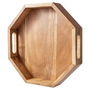 3pcs Plateau de service en bois d'acacia Plateau de service en bois rustique à prix de gros de l'Inde Plateau de service en bois par décor impex - Product Image 6