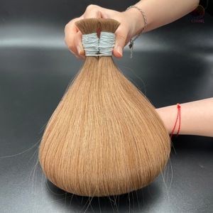 Paquetes de cabello humano virgen 100% crudo a granel Natural sedoso estilo de onda recta Color #8 60 cm de longitud sin enredos sin desprendimiento - Product Image 5